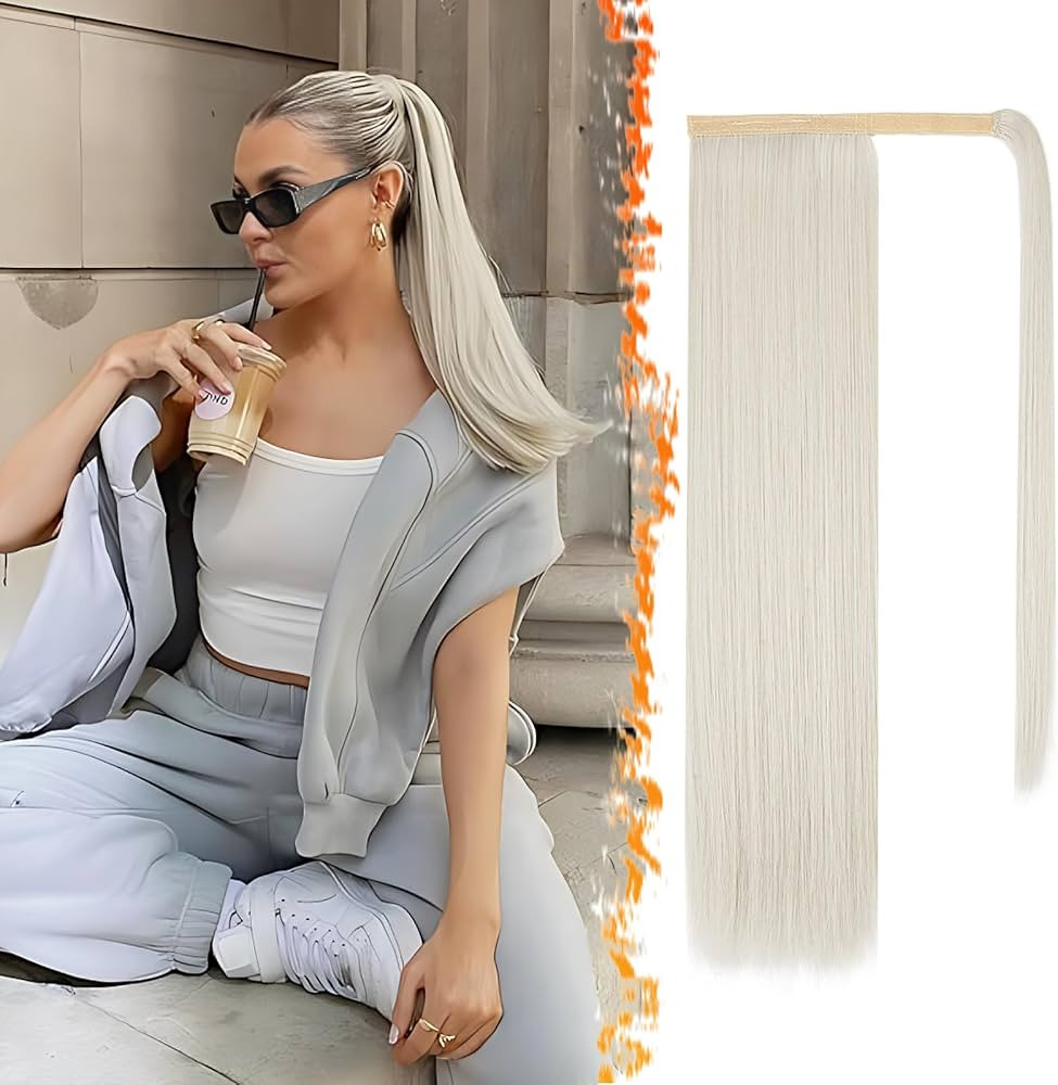 BARSDAR Straight Wrap Around Ponytail Extensions - 18 Inch Long Straight Blonde Ponytails for Wom... | Amazon (US)