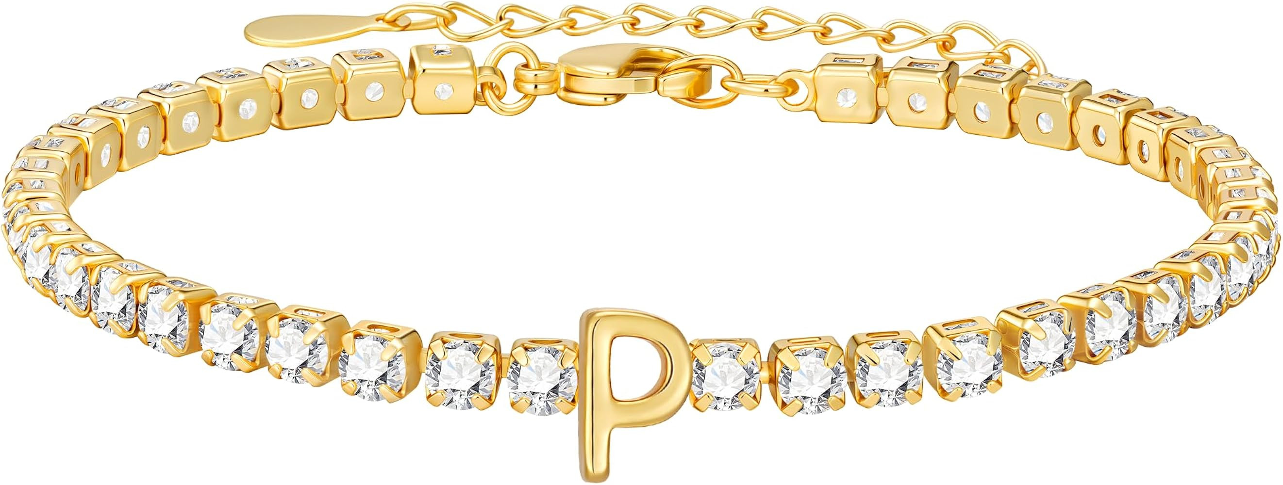 Gold Bracelet for Women Dainty Gold Initial Letter Bracelets Adjustable Cubic Zirconia Bracelet f... | Amazon (CA)