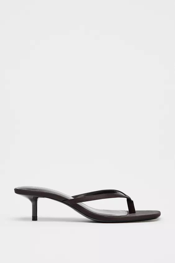 SATIN KITTEN HEEL SANDALS | Zara US
