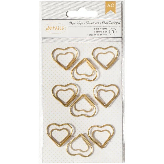 Heart Paper Clips (9/Pkg) Gold Paperclips • Cute Paper Clips • Planner Supplies (370819) | Etsy AU