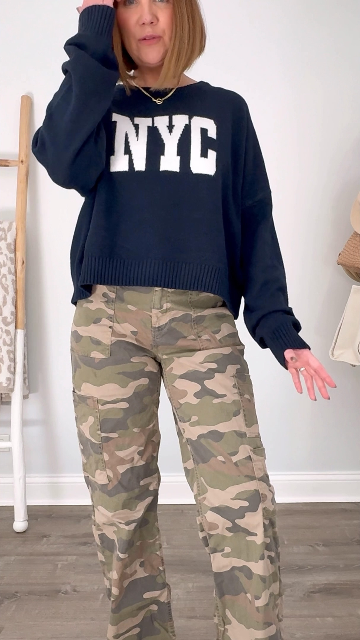Walmart fall outfit idea
$15 graphic sweater large 
$17 camo cargo pockets small

#LTKSeasonal #LTKVideo #LTKStyleTip