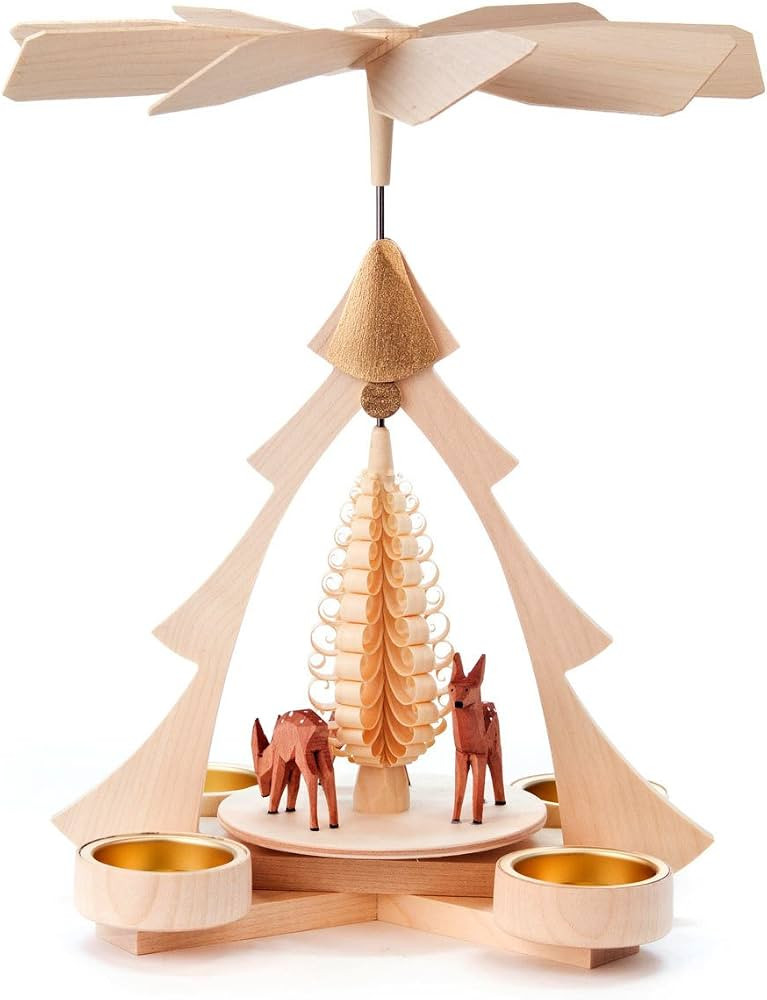Christmas Tree and Deer German Pyramid - 10 Inches Tall - German Carousel | Amazon (US)