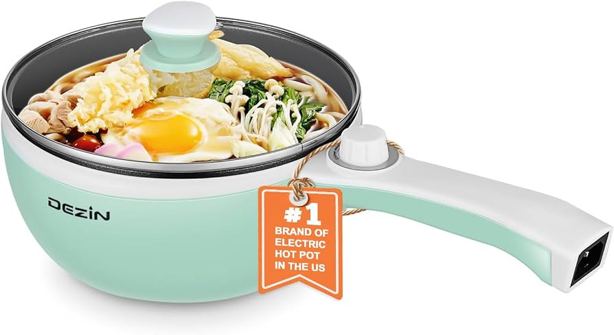 Dezin Hot Pot Electric Upgraded, Non-Stick Sauté Pan, Rapid Noodles Electric Pot, 1.5L Mini Port... | Amazon (US)