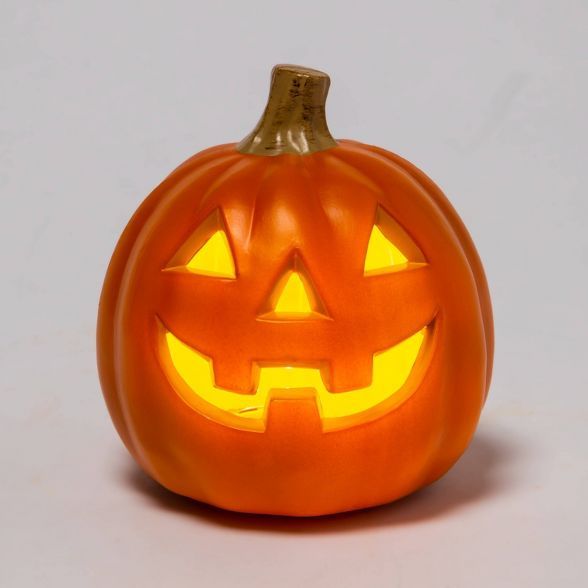 5" Lit Pumpkin with Happy Face and Triangle Eyes (3 Teeth) Halloween Decorative Prop - Hyde & EEK... | Target