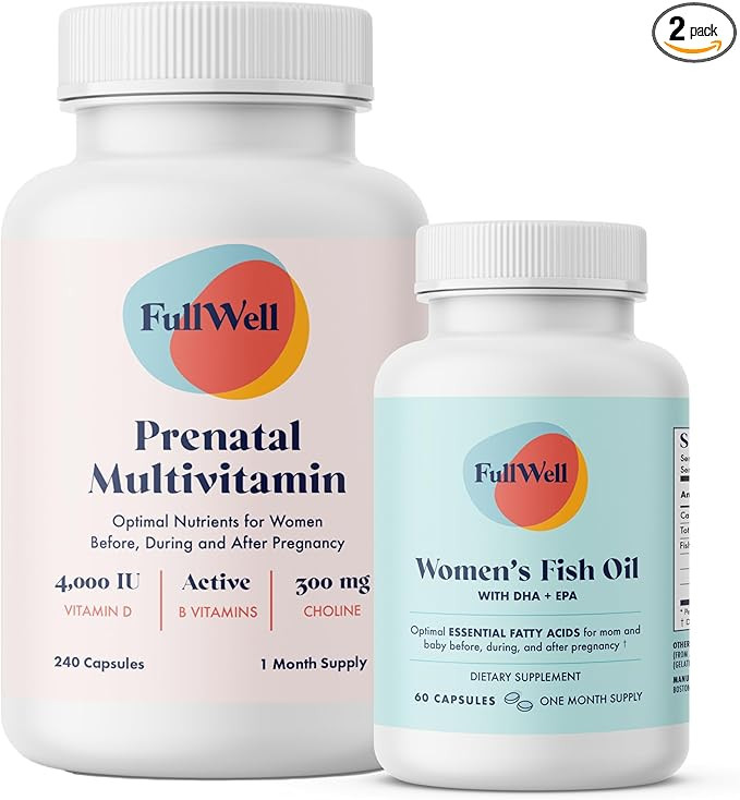 FullWell Prenatal Vitamin + DHA | Omega 3 Fish Oil with DHA & EPA for Brain Development & Nervous... | Amazon (US)