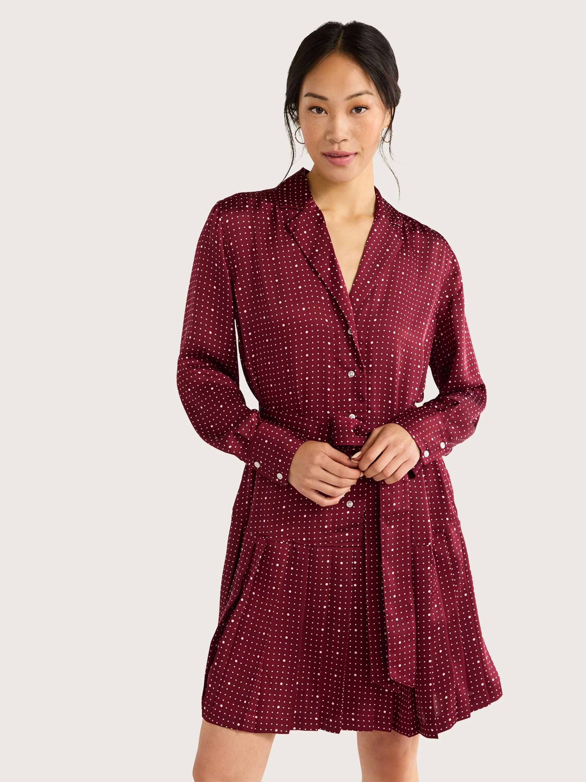 Free Assembly Women's Pleated Mini Shirtdress with Long Sleeves, Sizes XS-XXL | Walmart (US)