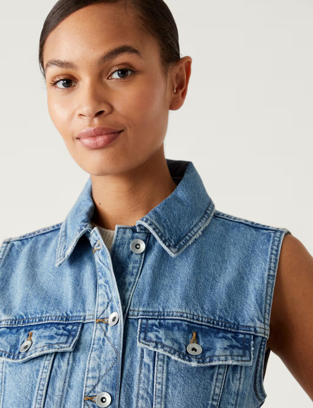 Pure Cotton Denim Collared Gilet | Marks and Spencer DACH