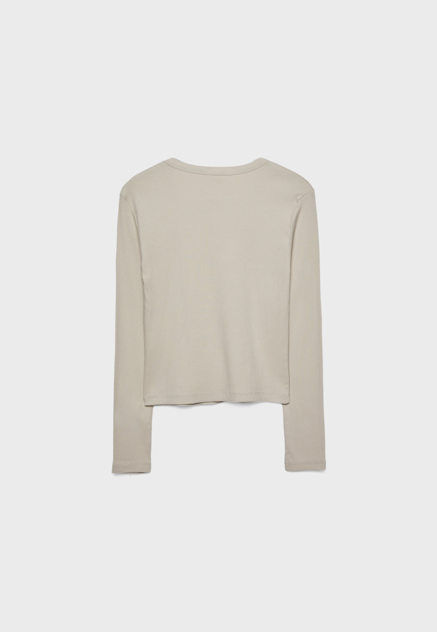 T-shirt à manches longues en maille côtelée - Manches longues femme | Stradivarius France | Stradivarius (FR)