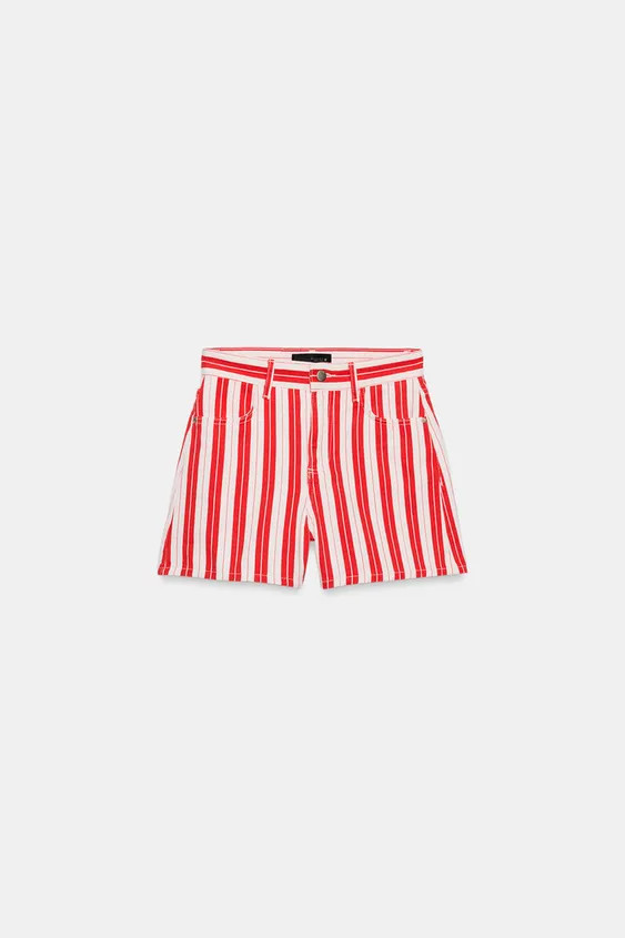 STRIPED MOM FIT SHORTS | Zara UK