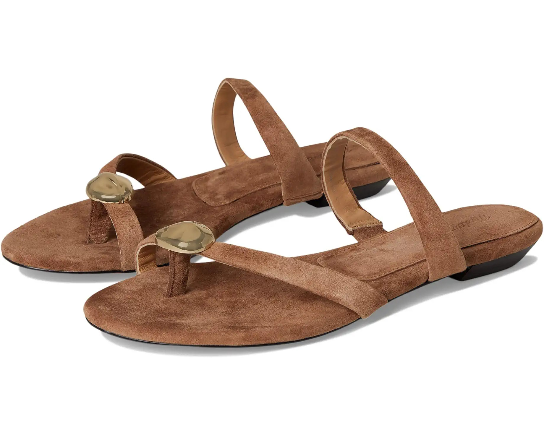 Women's Madewell The Mila Organic Hardware Thong Sandal in Suede | Zappos.com