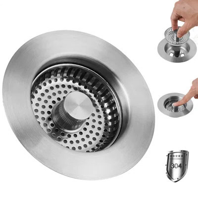 Stainless Steel 3 in 1 Kitchen Sink Drain Strainer | Wayfair North America