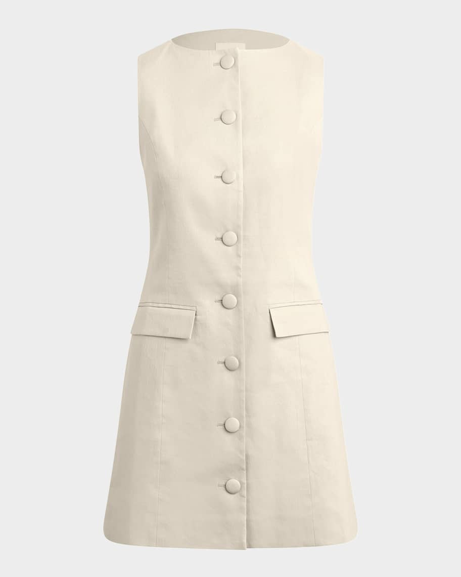 The Cece Linen-Blend Mini Dress | Neiman Marcus