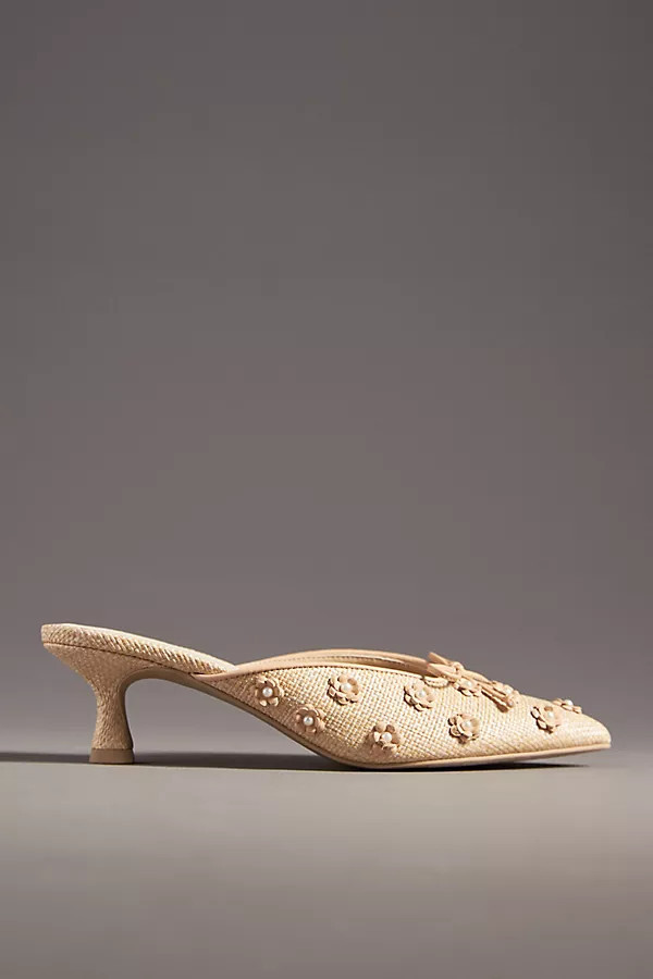 Camilo Floral Kitten-Heel Mules | Anthropologie (US)