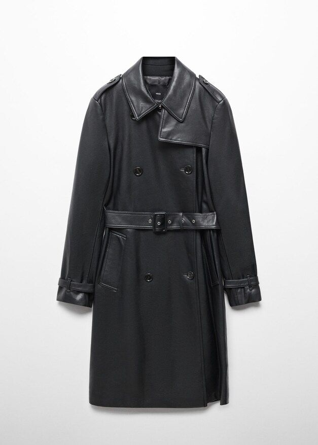 Leather-effect trench coat -  Women | Mango USA | MANGO (US)