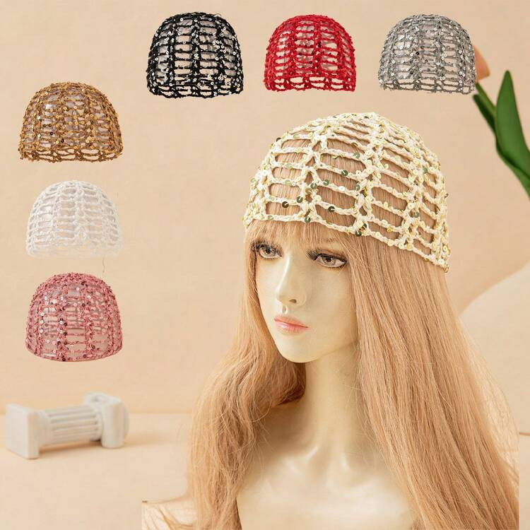 1pc Japanese-Style Handmade Thin Knitted Hollow Retro Artistic Beanie Hat For Women | SHEIN