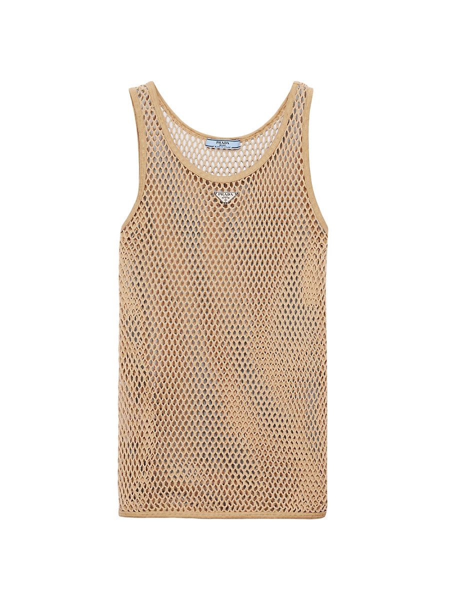 Women's Sleeveless Cotton Mesh Top - Beige Khaki - Size 10 | Saks Fifth Avenue