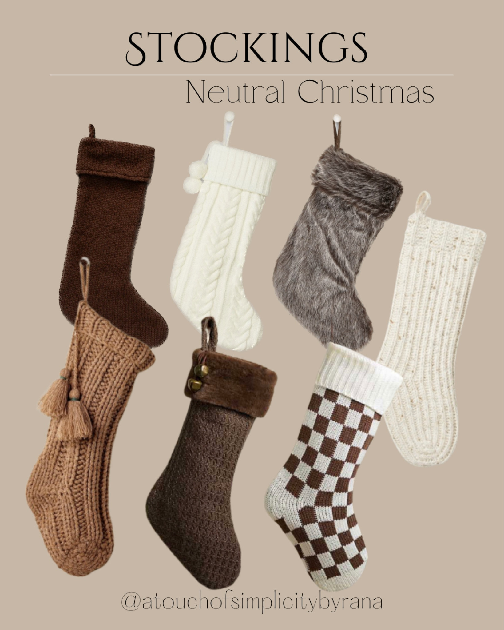 Christmas stockings under $40! 

Neutral stockings, holiday decor, brown stockings, checkered stockings, knit stockings, faux fur stockings, beige stockings, McGee and co

#LTKstyletip #LTKHoliday #LTKSeasonal