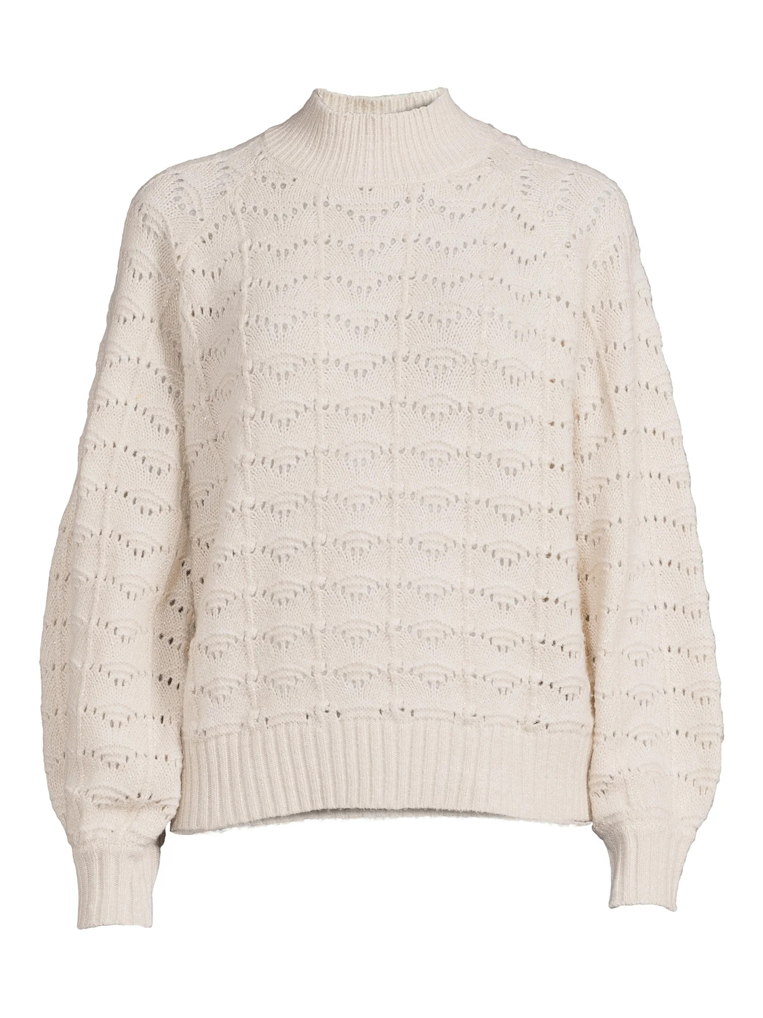 Time and Tru Women's Pointelle Lurex Crew Neck Sweater - Walmart.com | Walmart (US)