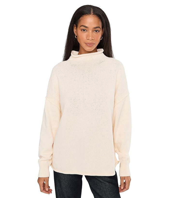 Free People We The Free Torres Roll Neck Women's Sweater Skipper Blue : MD (Women's 8-10), Cotton | Zappos.com