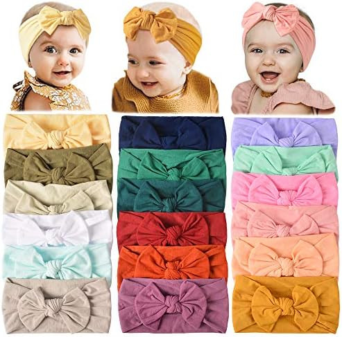 18PCS Baby Nylon Headbands Hairbands Hair Bow Elastics for Baby Girls Newborn Infant Toddlers Kid... | Amazon (US)