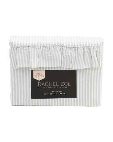 Cotton Stripe Ruffle Flange Sheet Set | Marshalls