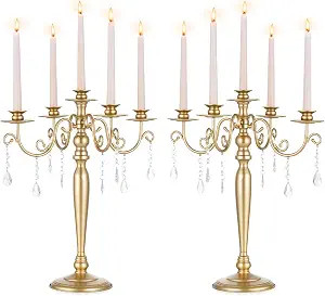 Sziqiqi Wedding Candelabra Table Centerpiece: 5 Arm Candelabras for Candlesticks - Gold Candle Ho... | Amazon (US)