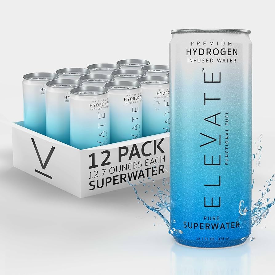 ELEVATE SUPERWATER Premium Hydrogen Water (12 pack). Highest Hydrogen (3-5 PPM) and Lowest -650 O... | Amazon (US)