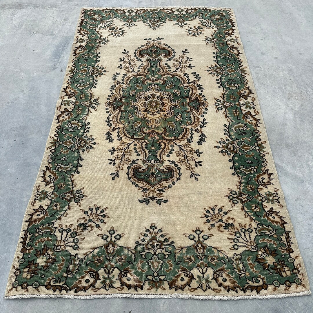 Turkish Rug, 4x7 Ft Area Rugs, Vintage Rug, Decorative Oushak Rugs, Rugs for Salon, 4x7 Ft Beige ... | Etsy (US)