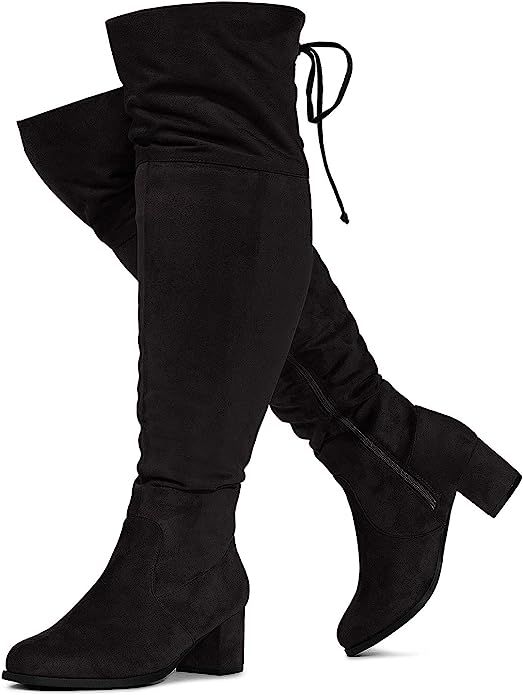 RF ROOM OF FASHION Women's Wide Calf Wide Width Chunky Heel Over The Knee Boots - Plus Size Frien... | Amazon (US)