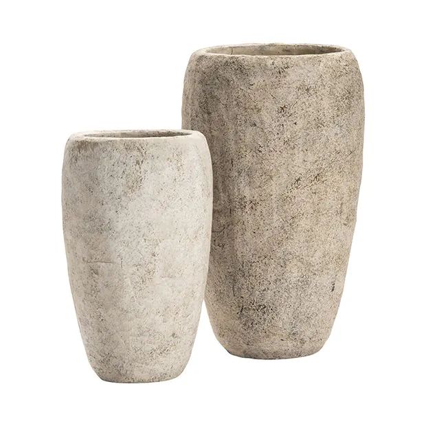 Grey Wash Cement Vase Collection Set of 2 | Antique Farm House