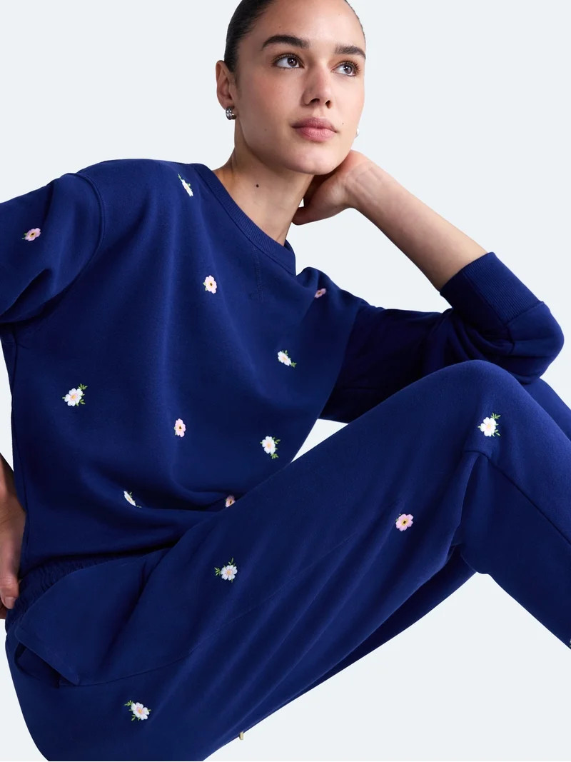 Free Assembly Women\u2019s and Women\u2019s Plus Embroidered Jogger Sweatpants, Sizes XS-4X | Walmart (US)
