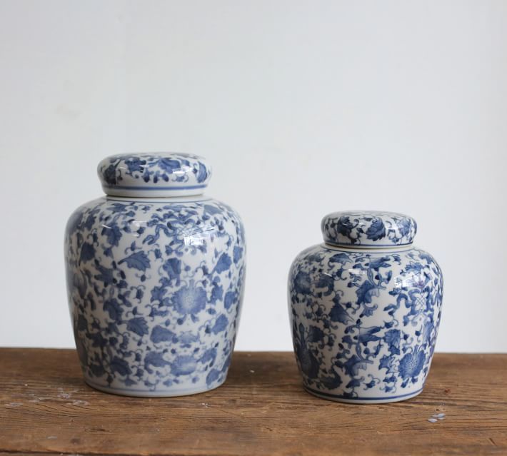 Ceramic Blue & White Jar With Lid | Pottery Barn (US)