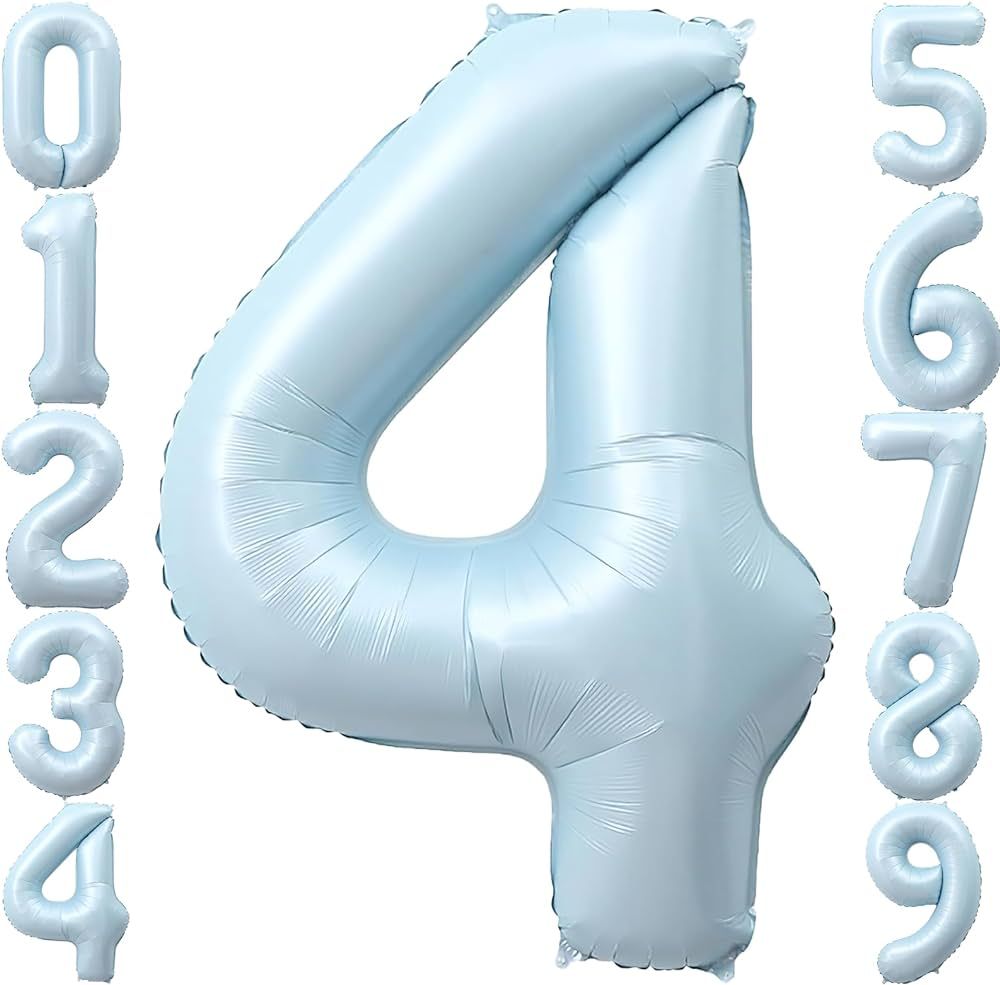 Blue Number 4 Balloon 40 inch, Large Jumbo Digit Foil Helium Number Balloon for Wedding Anniversa... | Amazon (US)