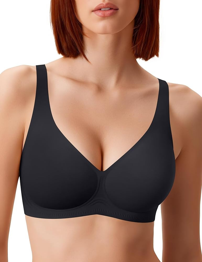 Vertvie 2026 Womens Wireless Jelly Bras Push Up Cup-Engineered Support Deep V Lift Bra Seamless N... | Amazon (US)