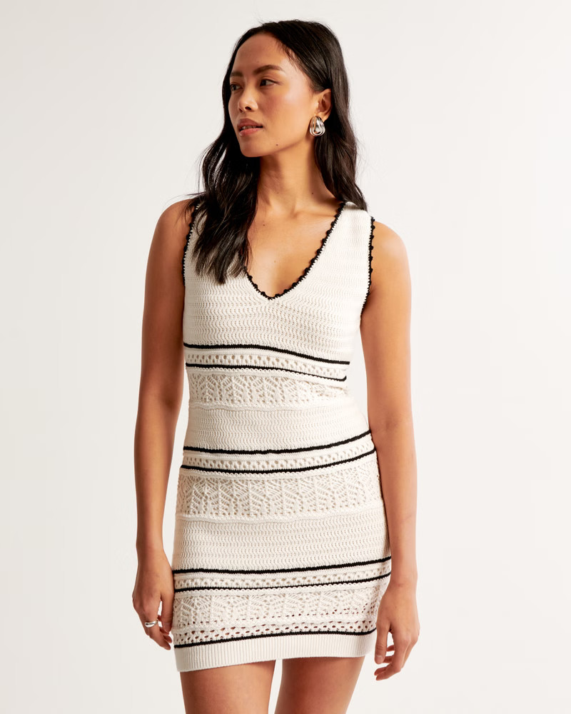 Women's Crochet-Style V-Neck Mini Dress | Women's Dresses & Jumpsuits | Abercrombie.com | Abercrombie & Fitch (US)