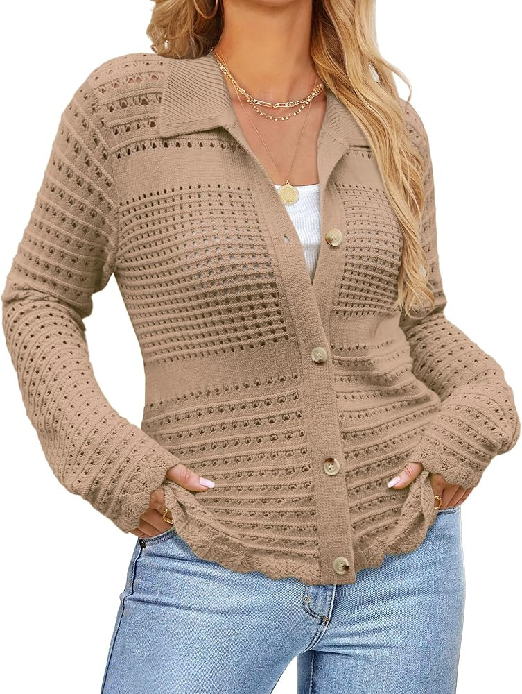 GRACE KARIN Cardigan Sweaters for Women Long Sleeve 2024 Fall Button Down Lightweight Cardigans f... | Amazon (US)