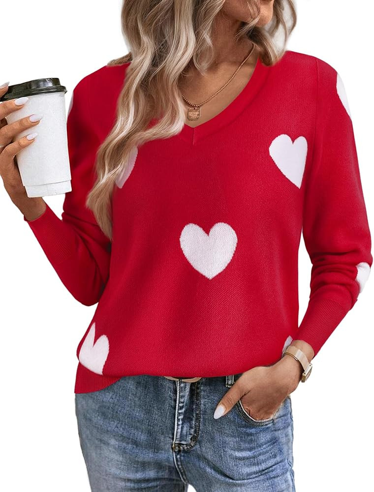 Women's Fall Sweaters 2025 Casual Long Sleeve Pullover V Neck Lightweight Sweatshirts Cute Blouse... | Amazon (US)