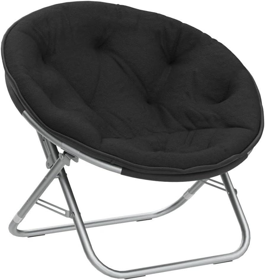 Urban Shop Faux Fur Saucer Chair, One Size, Black | Amazon (US)