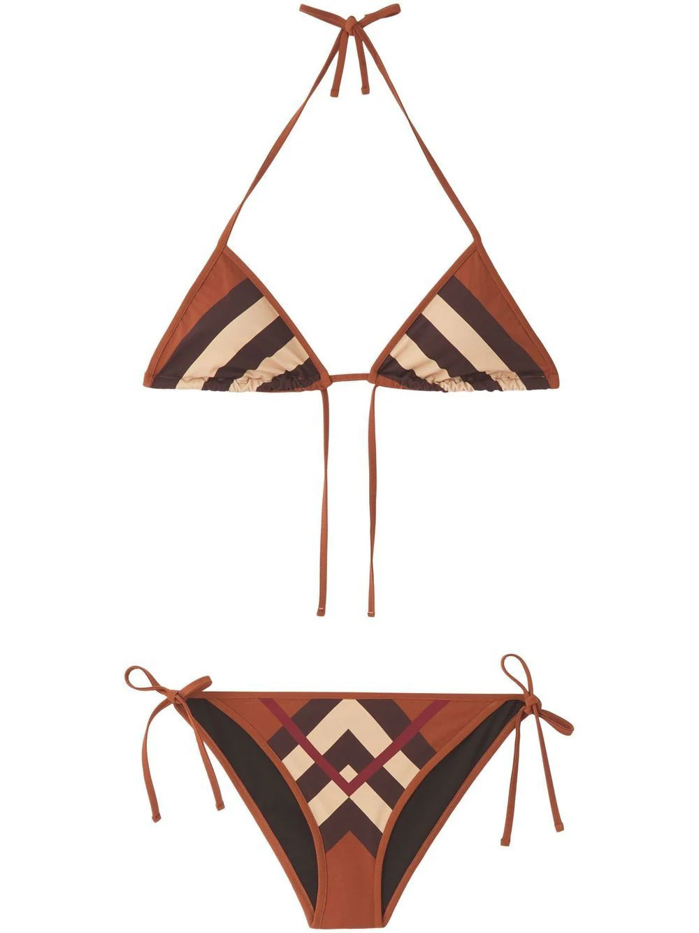 Burberry Chevron Check triangle bikini - Brown | Farfetch Global