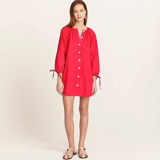 Tie-sleeve button-front dress in cotton poplinItem BG447 
 
 
 
 
 There are no reviews for this ... | J.Crew US