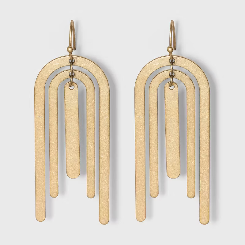 Bar and U Shape Drop Earrings - Universal Thread™ Gold | Target