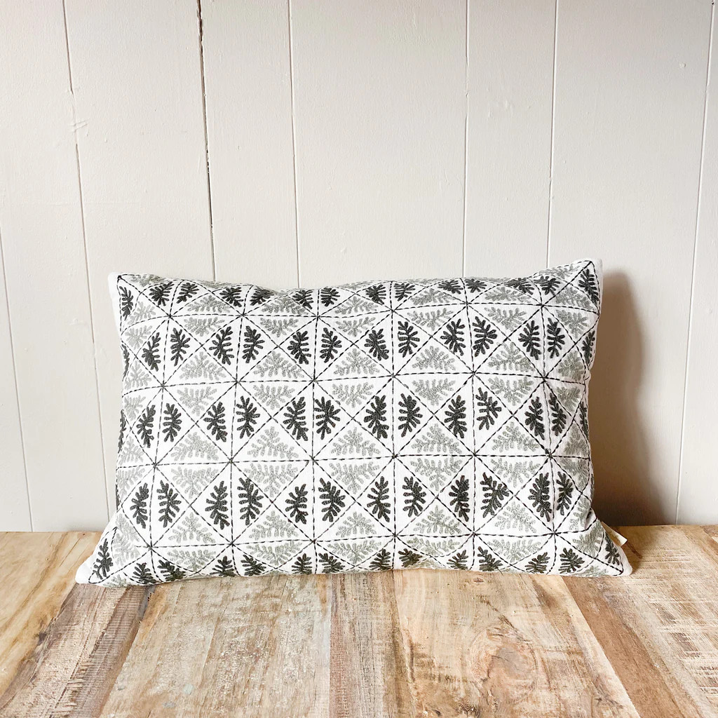 Cottage Greens Embroidered Pillow | Purple Rose Home