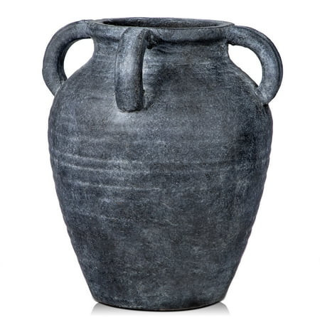 9.8" Handmade Terracotta Vase Vintage Ceramic vase Rustic Antique Decor with 4 Handles Matte Finish for Home Office Resto Cafe Decor | Walmart (US)