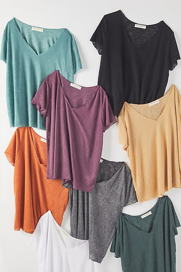 Project Social T Textured-Knit V-Neck Tee - Black XS at Urban Outfitters | Urban Outfitters (US and RoW)