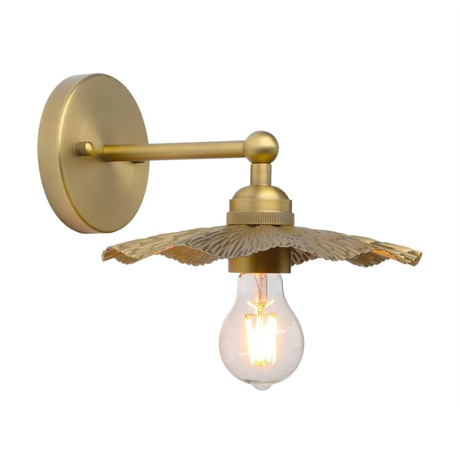 Pathson Metal Wall Sconce Brass Finish, Split Flower Design Hardwired Farmhouse Lighting for Hall... | Amazon (CA)
