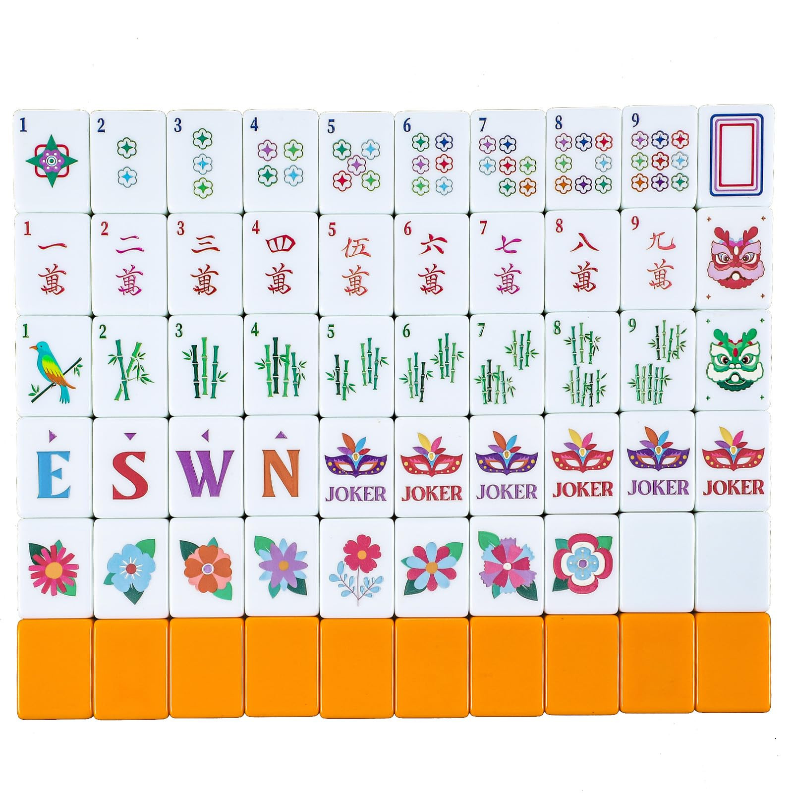 160 Pcs American Mahjong Set 1.2 Inch 160 Mahjong Tiles Set with Orange Back Melamine Hand Carved... | Amazon (US)