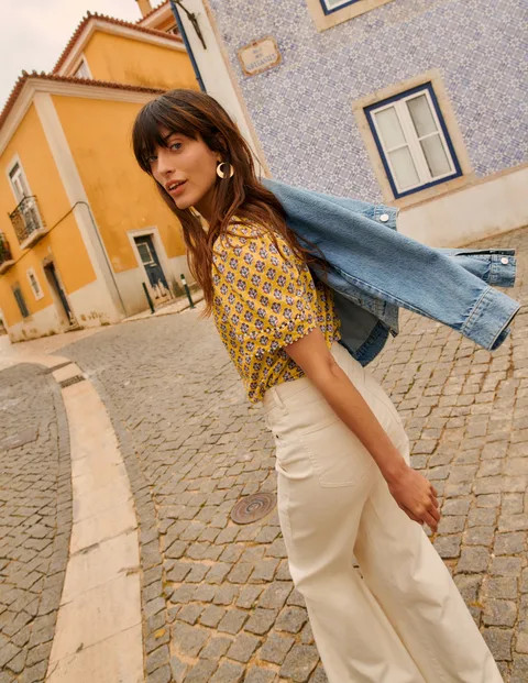 High Rise Wide Leg Jeans - Ecru | Boden US | Boden (US)