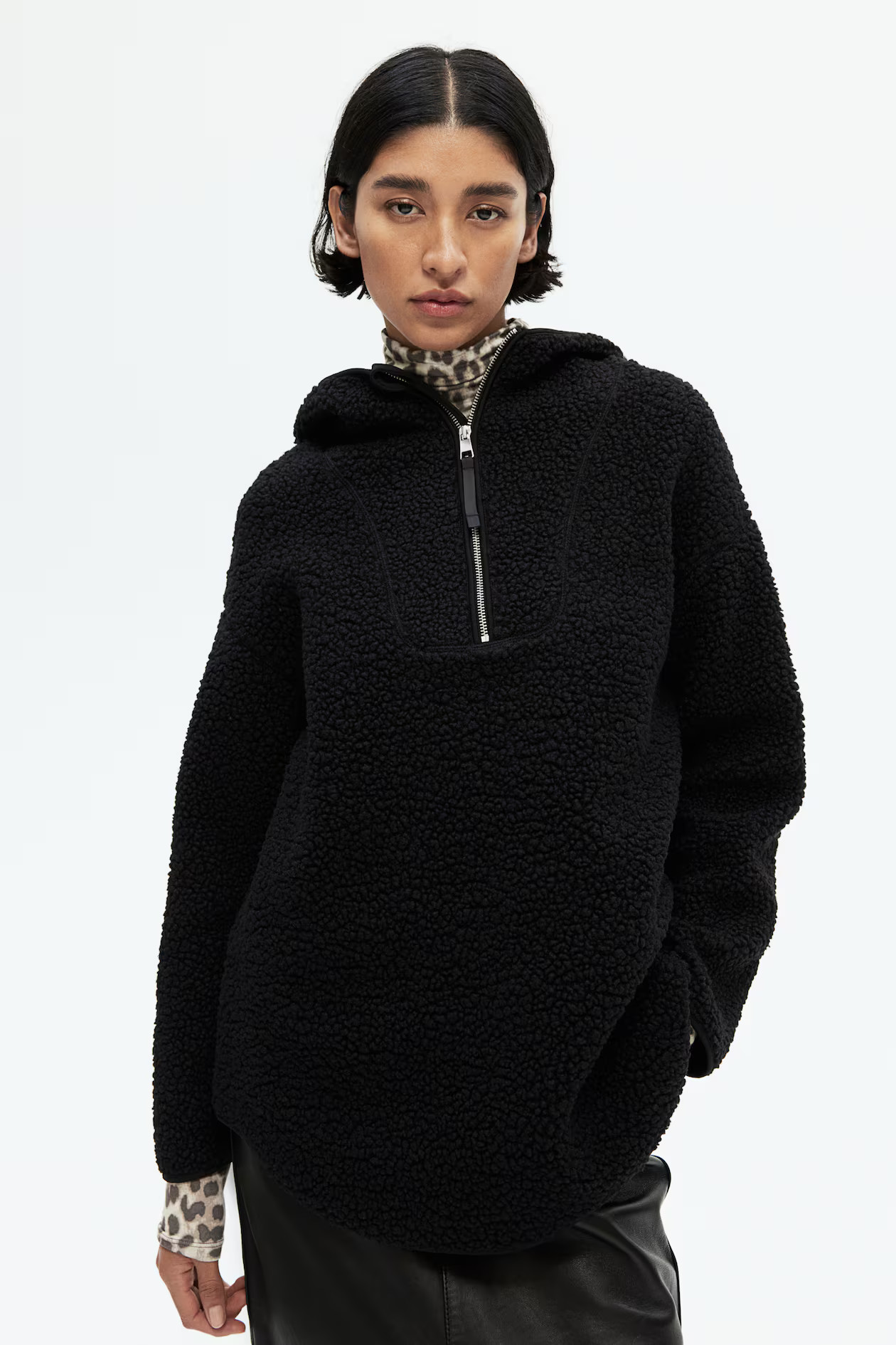 Oversized fleece hoodie - Black - Ladies | H&M GB | H&M (UK, MY, IN, SG, PH, TW, HK)