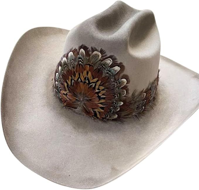 Western Feather Cowboy Hat Band for Men Women Natural Feather Rowan, One Size | Amazon (US)