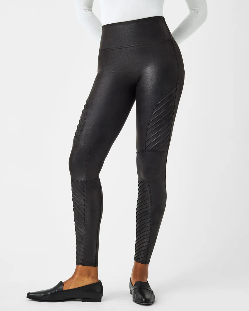 Faux Leather Moto Fleece-Lined Leggings | Spanx